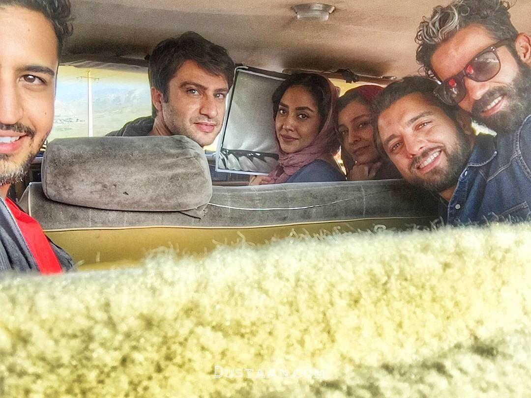 ساره بیات و بهاره کیان‌افشار در پشت صحنه فیلم زرد